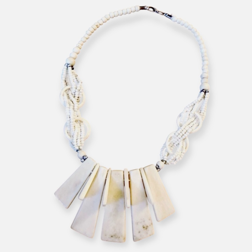 Vintage Bone Ethnic Necklace, One of a Kind 50’s or 60’s‎ Jewelry